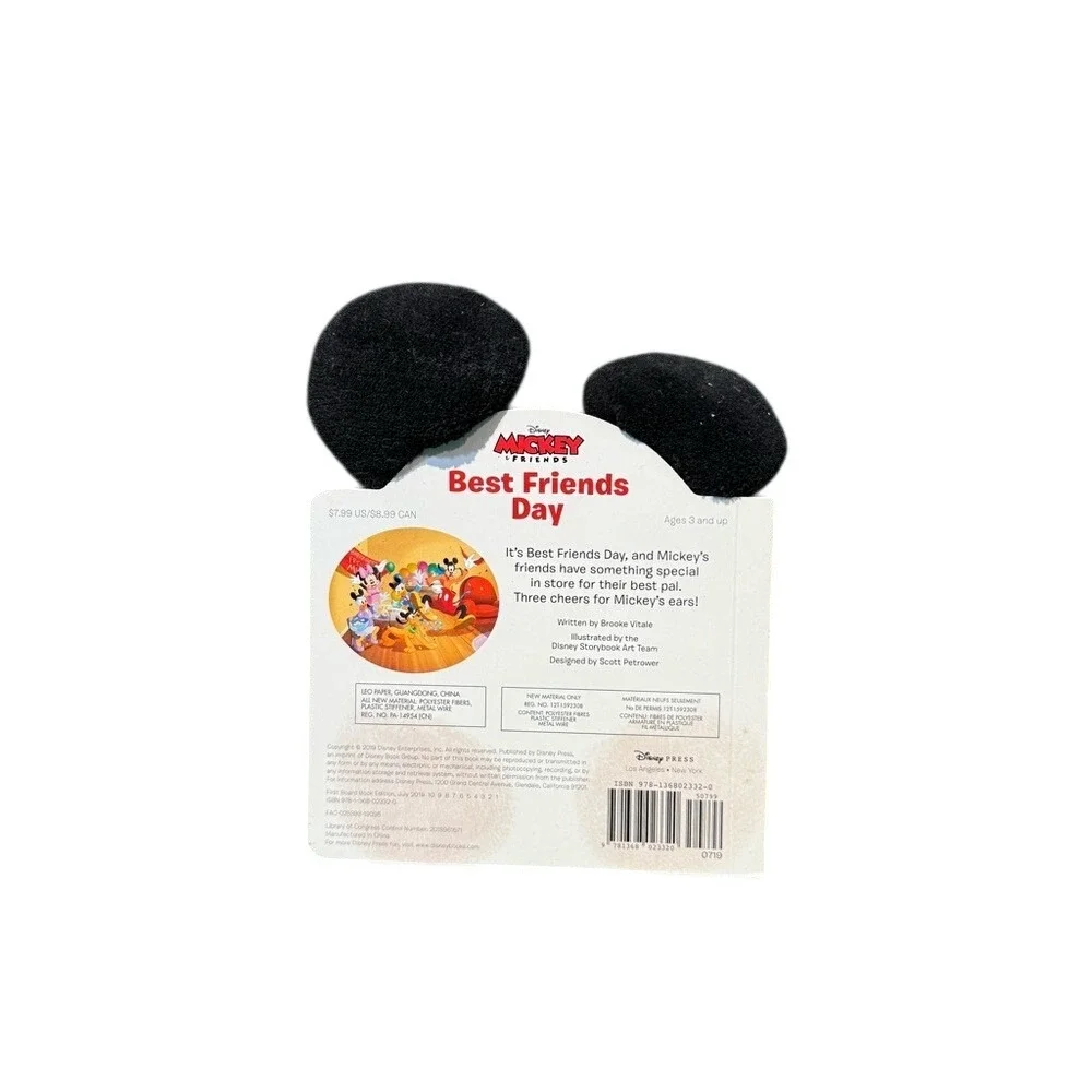 Disney Mickey Mouse Best Friends Day Board Book with Plush Ears Black Multicolor